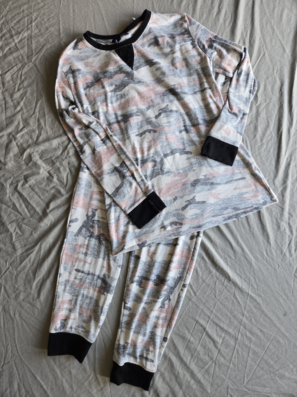 Tresics Orange, Gray & Black Camo Loungewear Pajama Set